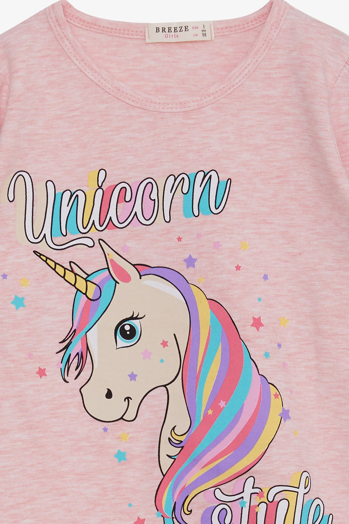 Bre Breeze Девушка для детей с длинным рукавом Unicorn 2-6 лет, лосось Melange-Evergem