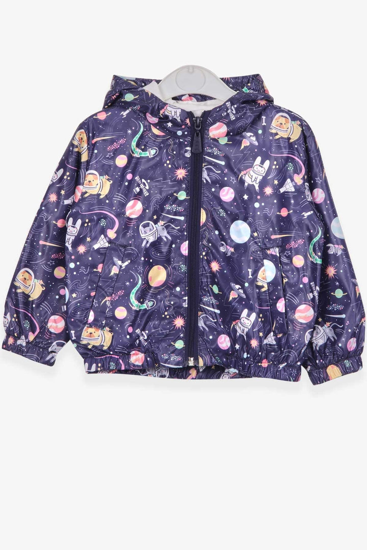 BRE Breeze Girl Child Raincoat Astronaut Animals Themed 1-5 Years, Purple - Forest