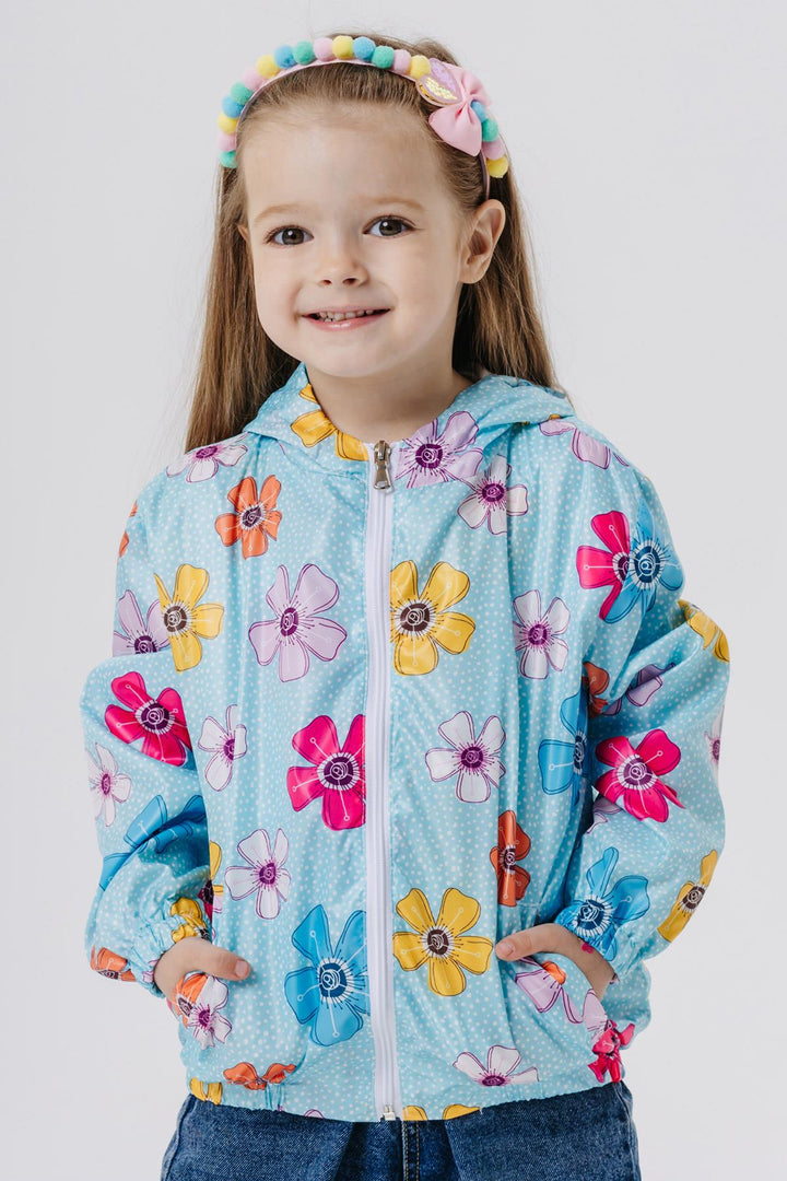 BRE Breeze Girl Child Raincoat Flower Patterned 1-5 Years, Turquoise - Formia