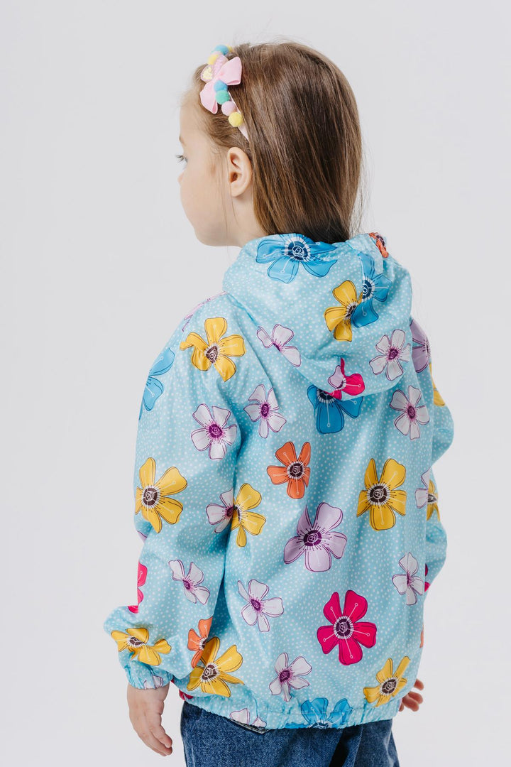 BRE Breeze Girl Child Raincoat Flower Patterned 1-5 Years, Turquoise - Formia