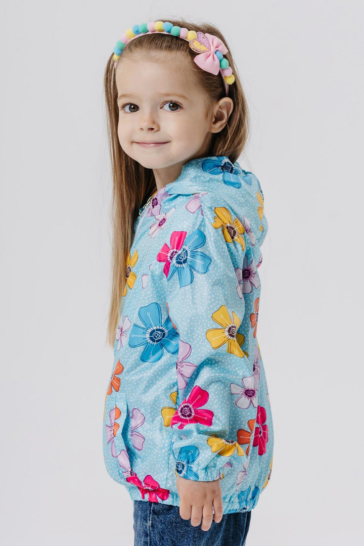 BRE Breeze Girl Child Raincoat Flower Patterned 1-5 Years, Turquoise - Formia