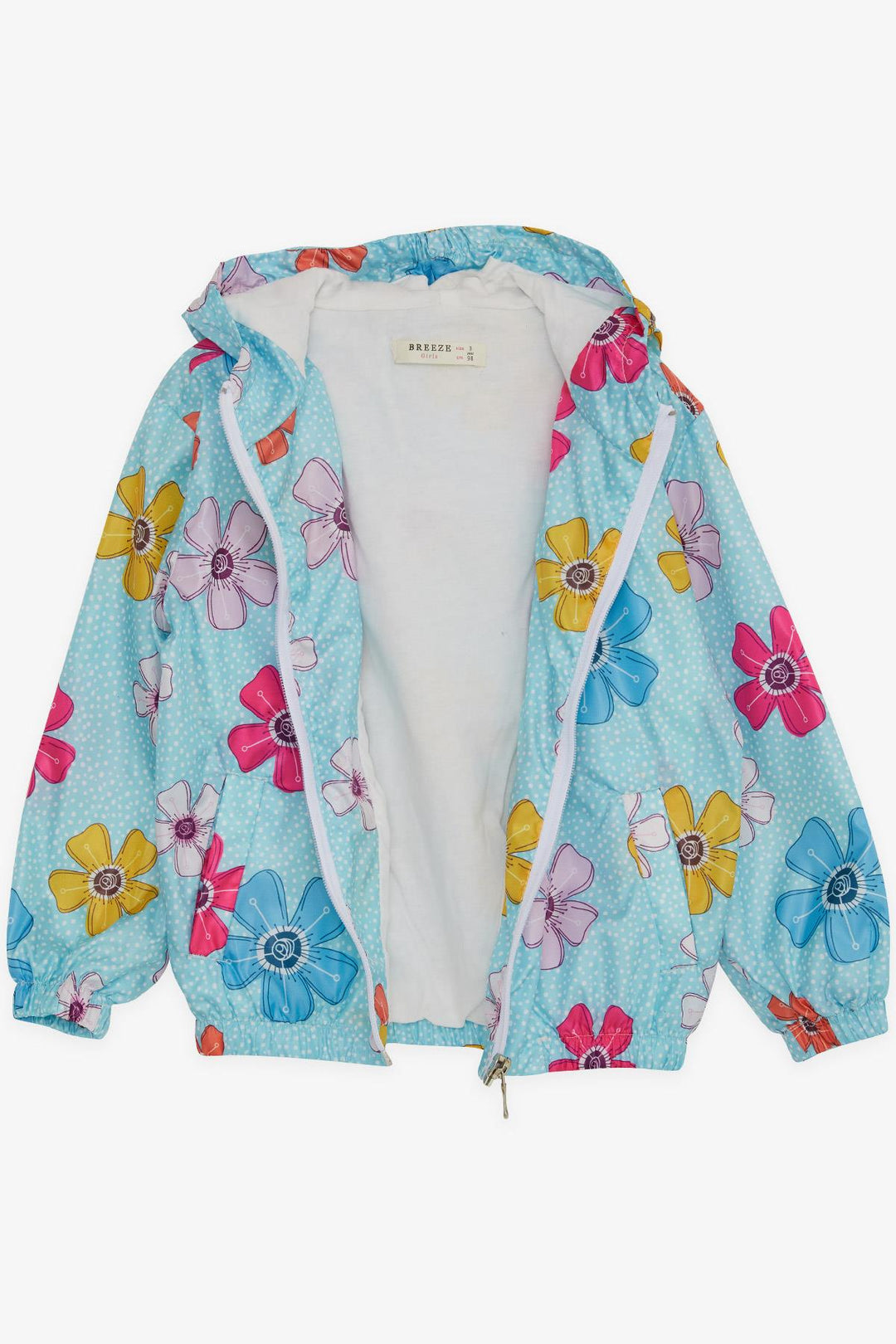 BRE Breeze Girl Child Raincoat Flower Patterned 1-5 Years, Turquoise - Formia