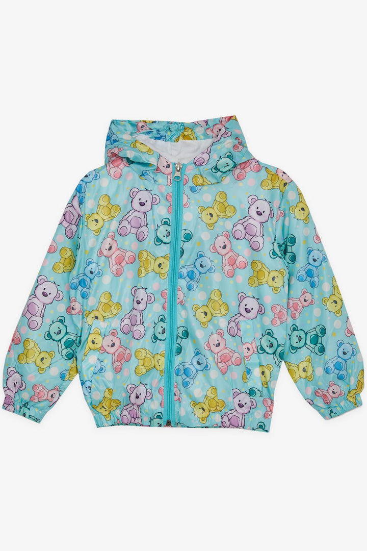 Bre Breeze Girl Child Rainecoat милый медведь с рисунком 1-5 лет, вода зеленый - kaunas