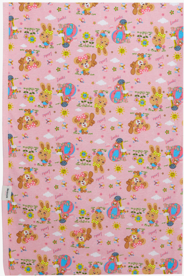 BRE Breeze Newborn Baby Blanket Spring Themed Animal Pattern Pink - Drogheda