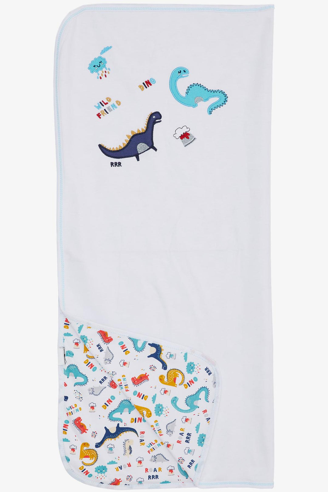 BRE Breeze Newborn Baby Blanket with Dinosaur Embroidery White - Amarillo