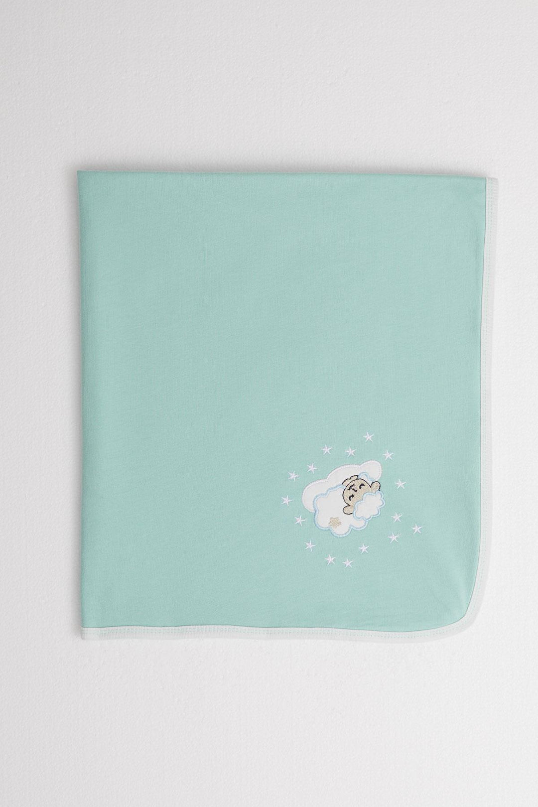 BRE Breeze Newborn Baby Blanket Sleepy Lamb Embroidered Standard, Water Green - Rye