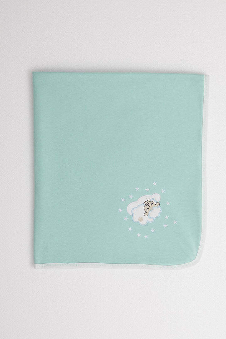 BRE Breeze Newborn Baby Blanket Sleepy Lamb Embroidered Standard, Water Green - Rye