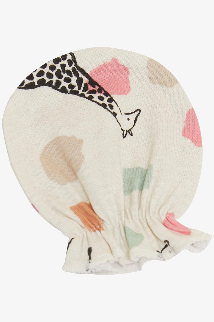 BRE Breeze Newborn Baby Mittens with Giraffe Print Ecru - Oakton