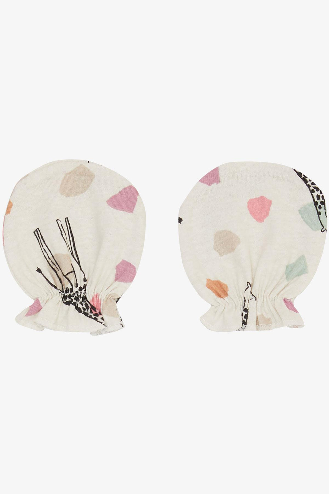 BRE Breeze Newborn Baby Mittens with Giraffe Print Ecru - Oakton