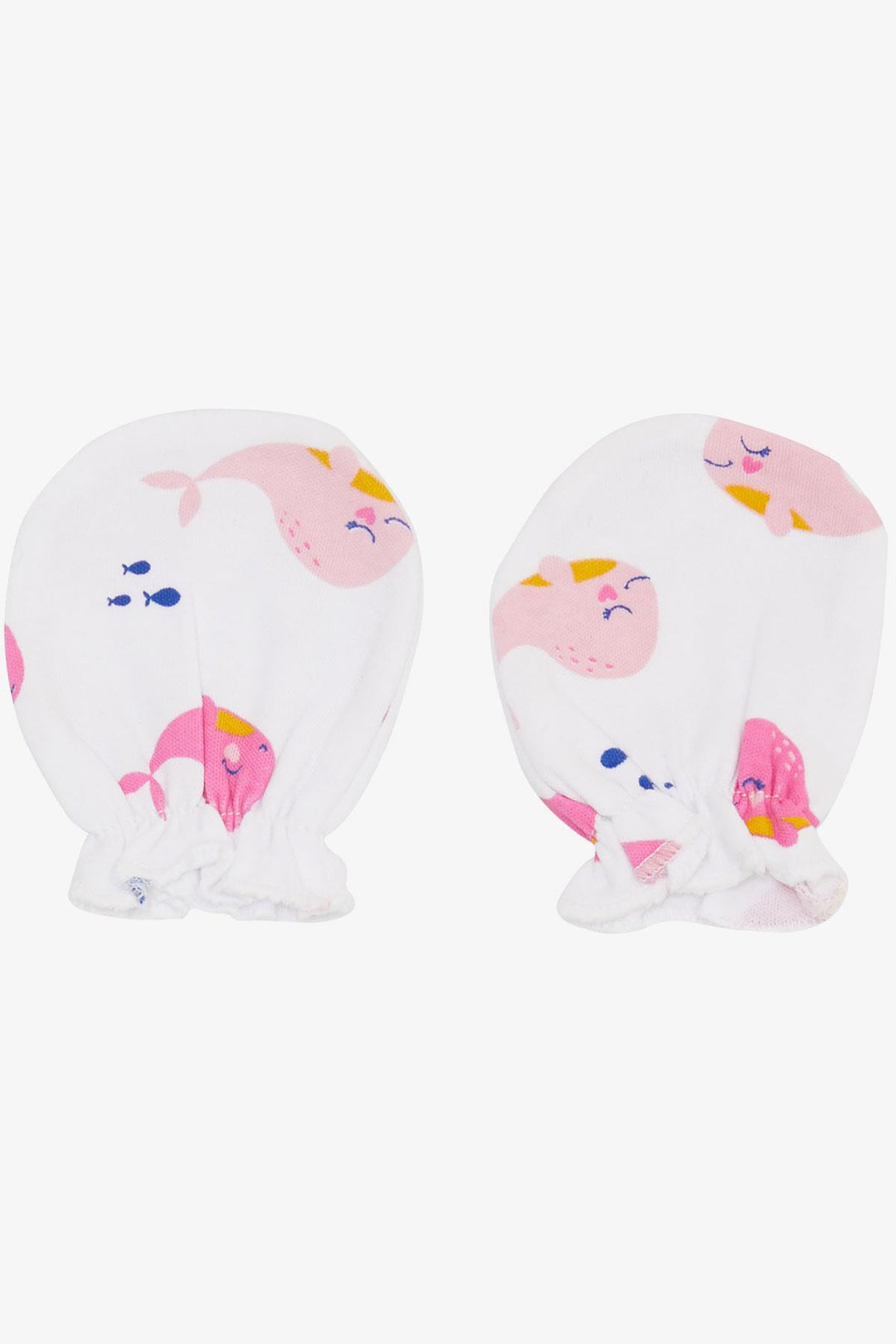 BRE Breeze Newborn Baby Mittens Cute Dolphin Patterned White - Harrow