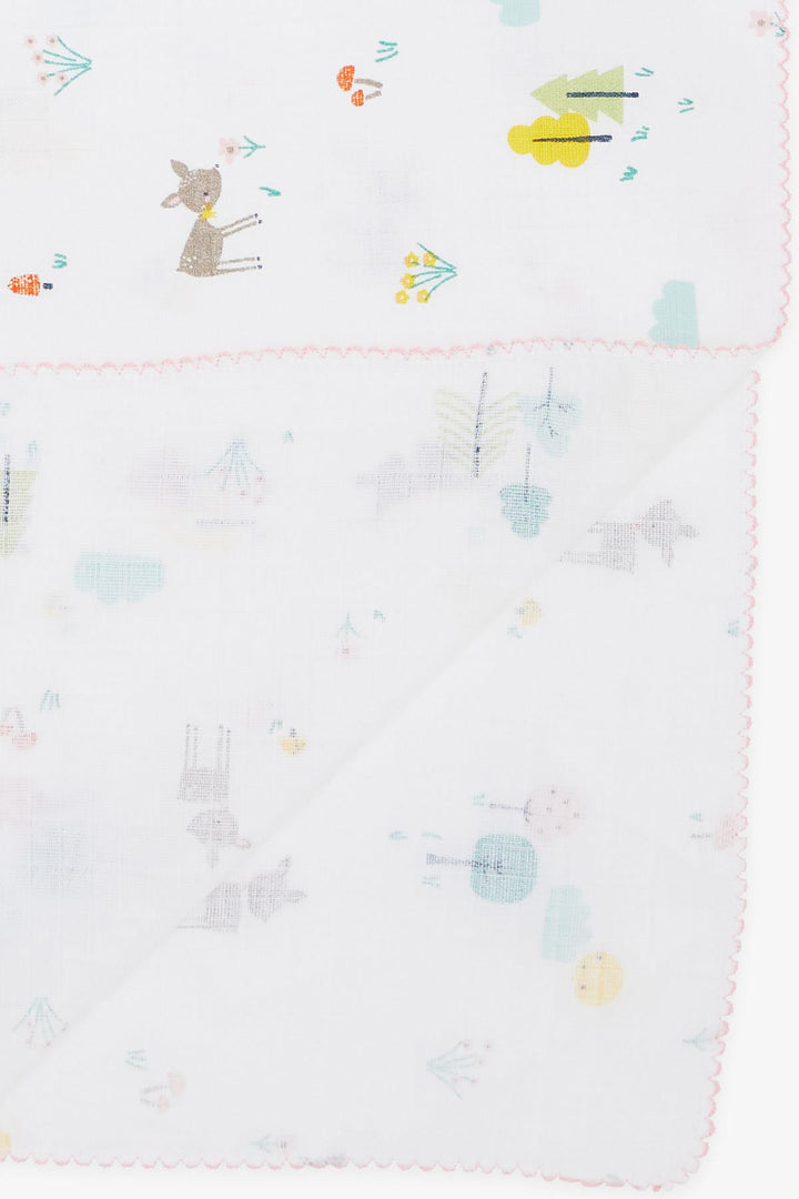 BRE Breeze Newborn Baby Muslin Learnt Spring Themed Shate Pattern White - Clermont -Ferrand