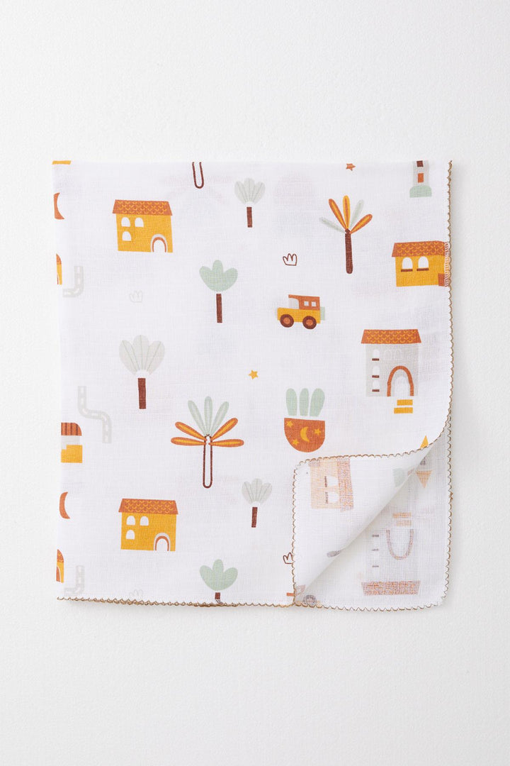 BRE Breeze Newborn Baby Muslin Blanket Street Themed Tree Pattern Ecru - Acapulco de Juárez