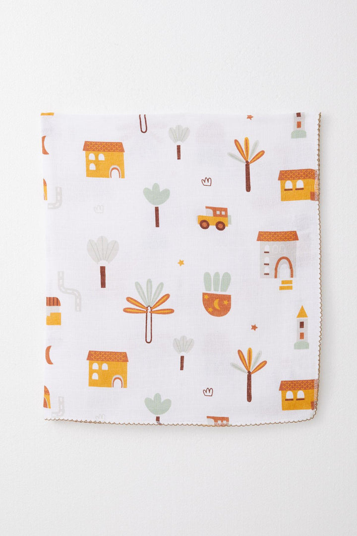 BRE Breeze Newborn Baby Muslin Blanket Street Themed Tree Pattern Ecru - Acapulco de Juárez