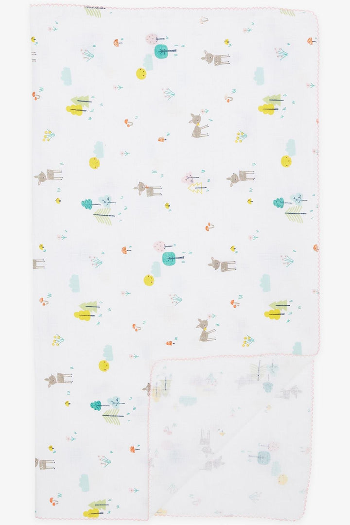 BRE Breeze Newborn Baby Muslin Learnt Spring Themed Shate Pattern White - Clermont -Ferrand