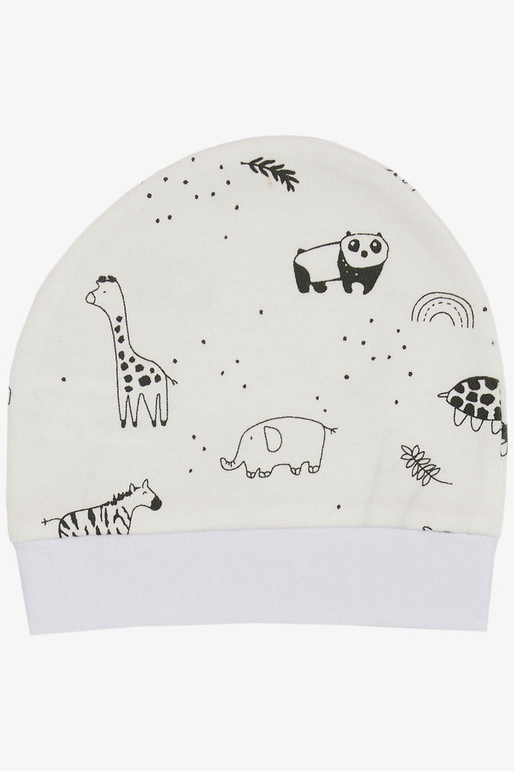 BRE Breeze Newborn Baby Hat with Animal Pattern White - Teijlingen