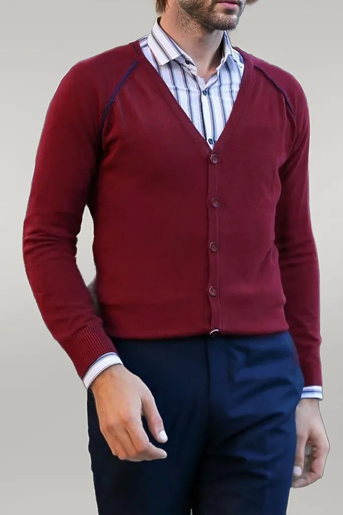 WSS Burgundy Cotton's Men's Knitwear - Singen