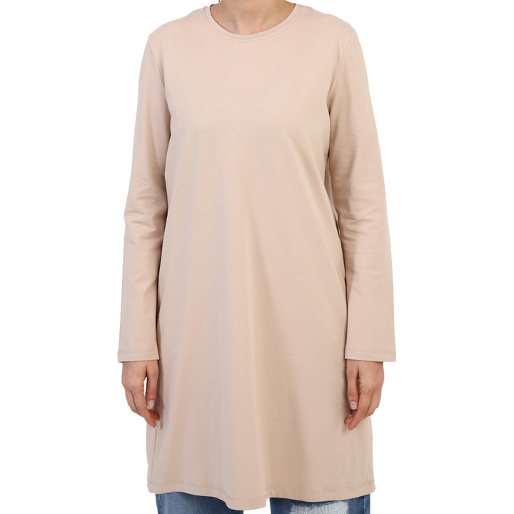 TLD Women Allday Beige Plus Size Supreme Sweat Tunic - Dunedin