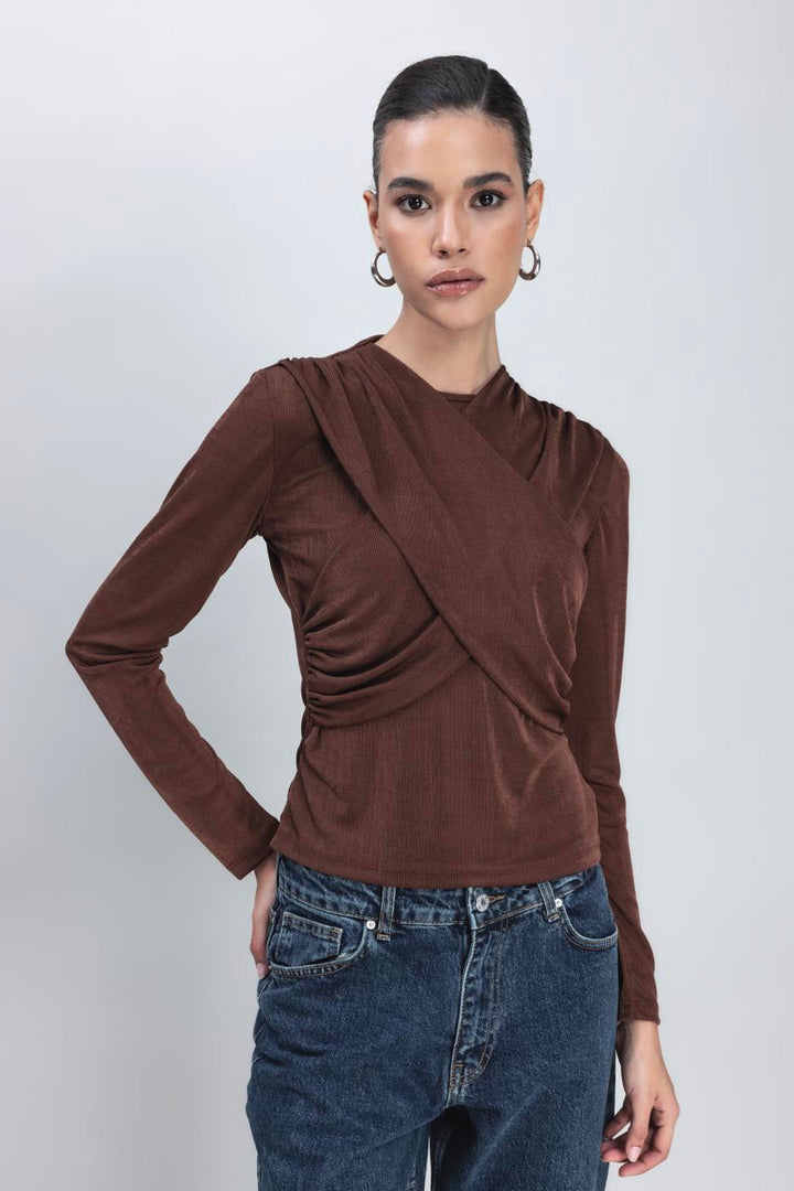 BSL Women Cross Neck Detailed Top - Chaves