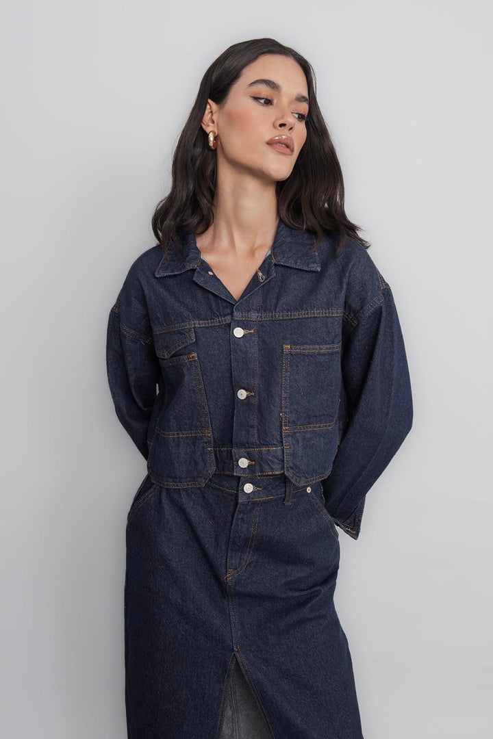 BSL Women Pocket Detailed Crop Denim Coat - Corbeil-Essonnes