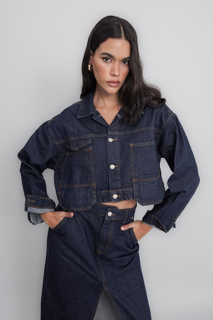 BSL Women Pocket Detailed Crop Denim Coat - Corbeil-Essonnes