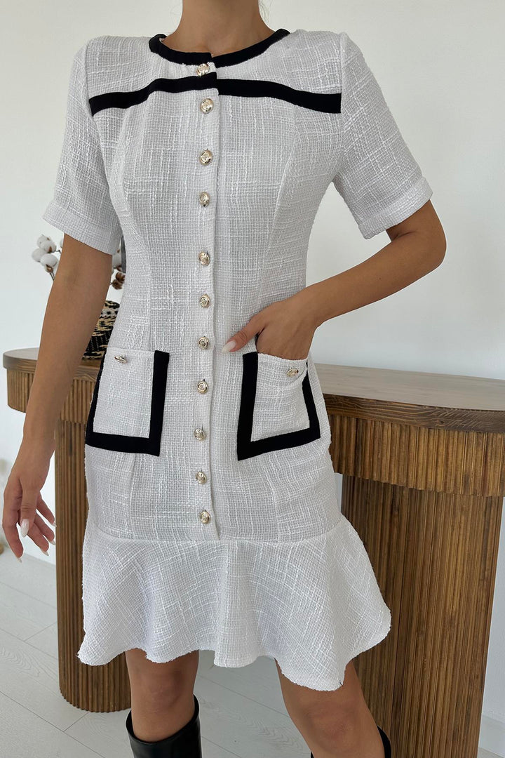 Robe boutonnée détaillée Els Pocket - Blanc - Ahaus