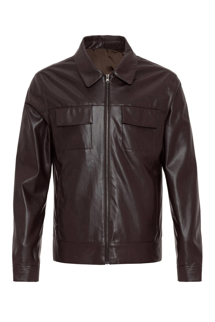 ANT Men's Leather Jacket with Pocket Detail - Chisinau