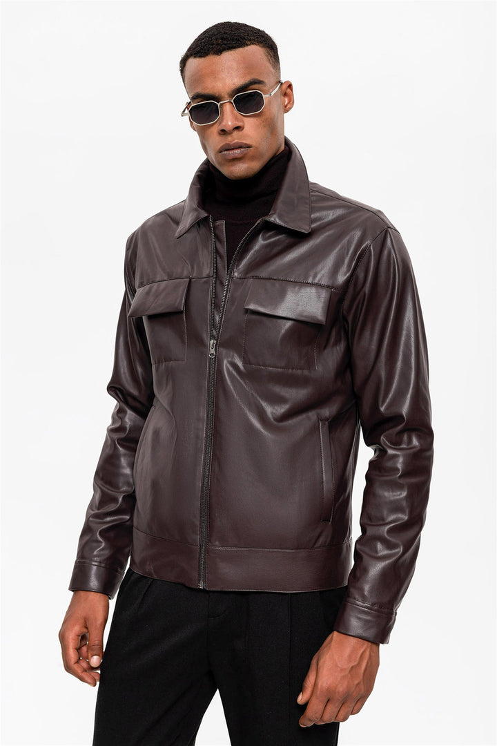 ANT Men's Leather Jacket with Pocket Detail - Chisinau