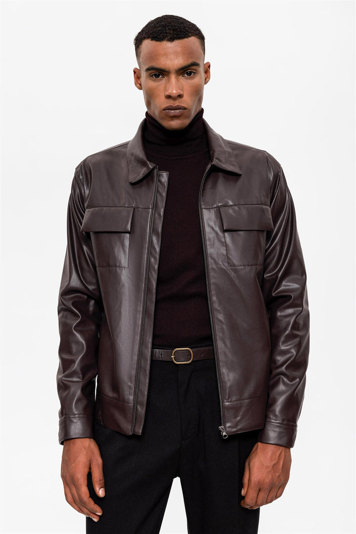 ANT Men's Leather Jacket with Pocket Detail - Chisinau