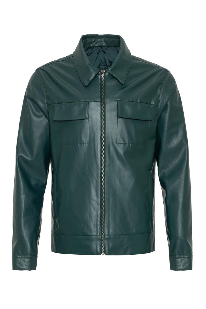 ANT Men's Leather Jacket with Pocket Detail - Victoriaville