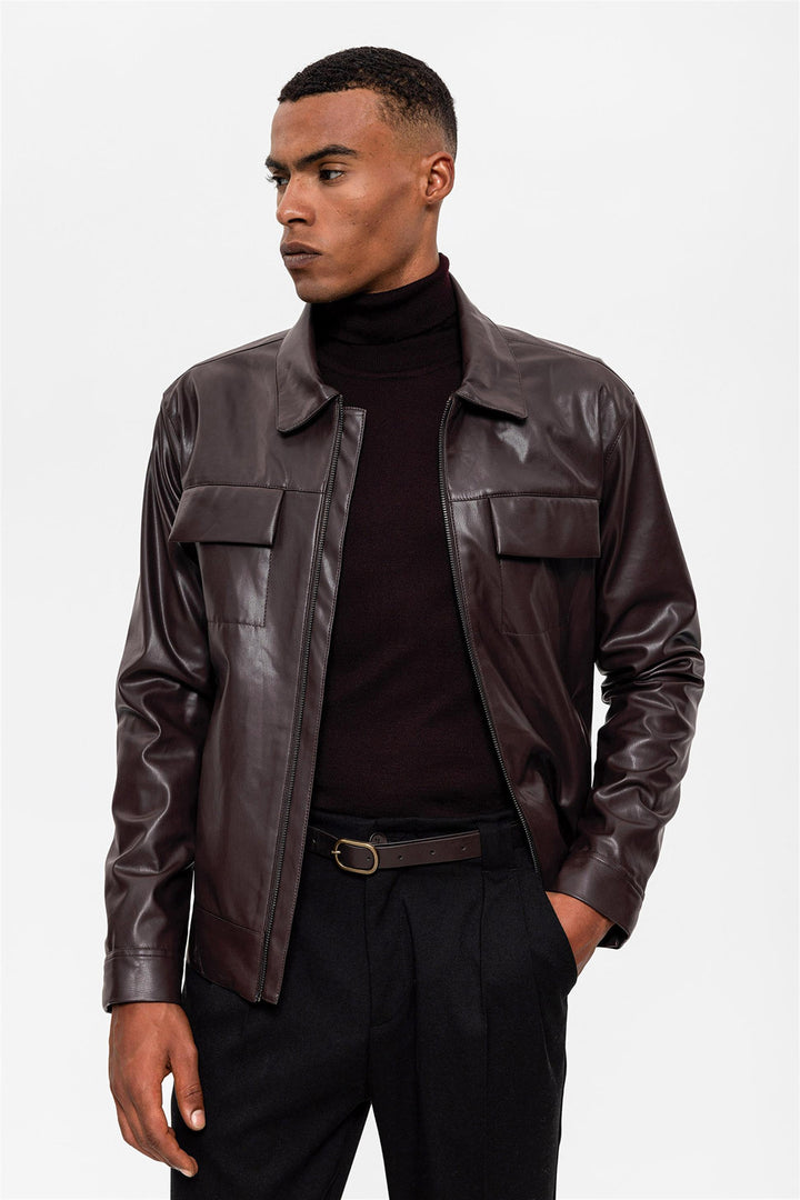 ANT Men's Leather Jacket with Pocket Detail - Chisinau