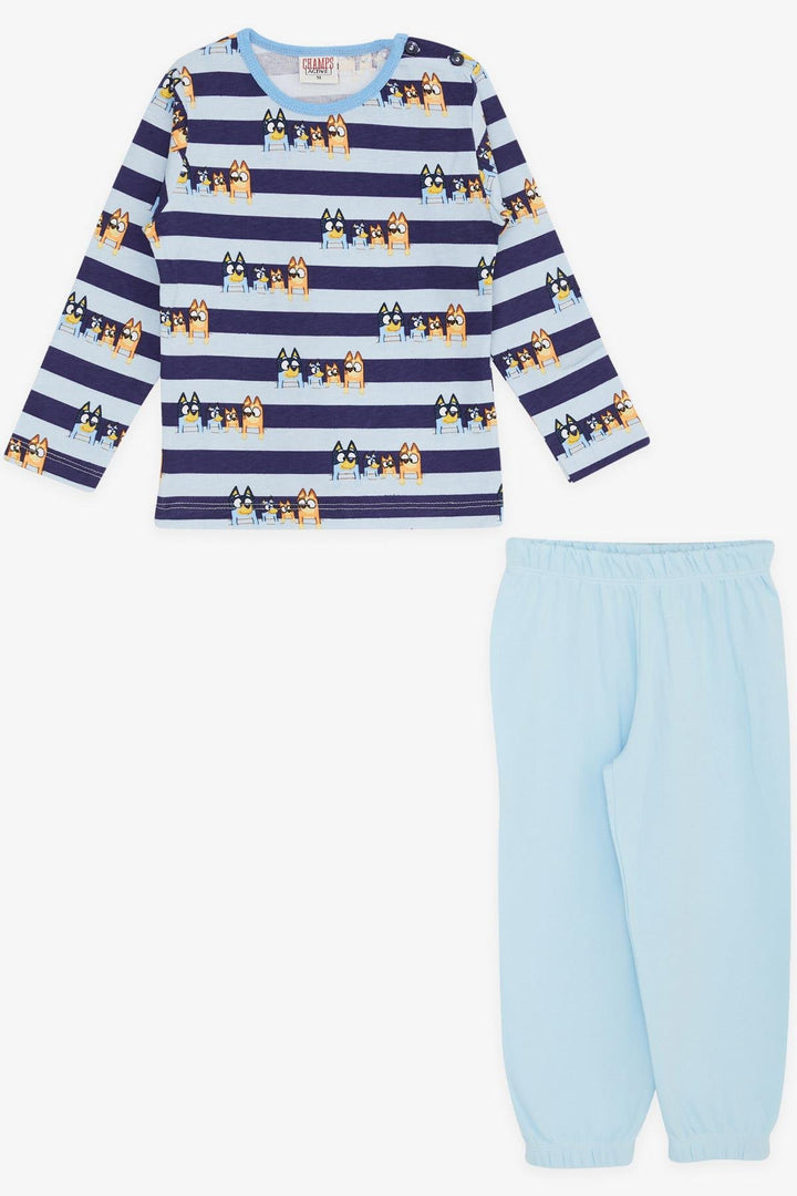 BRE Champs Active Baby Boy Pajama Set Cute Puppy Patterned Striped 9 Months-3 Years, Blue - Lousada