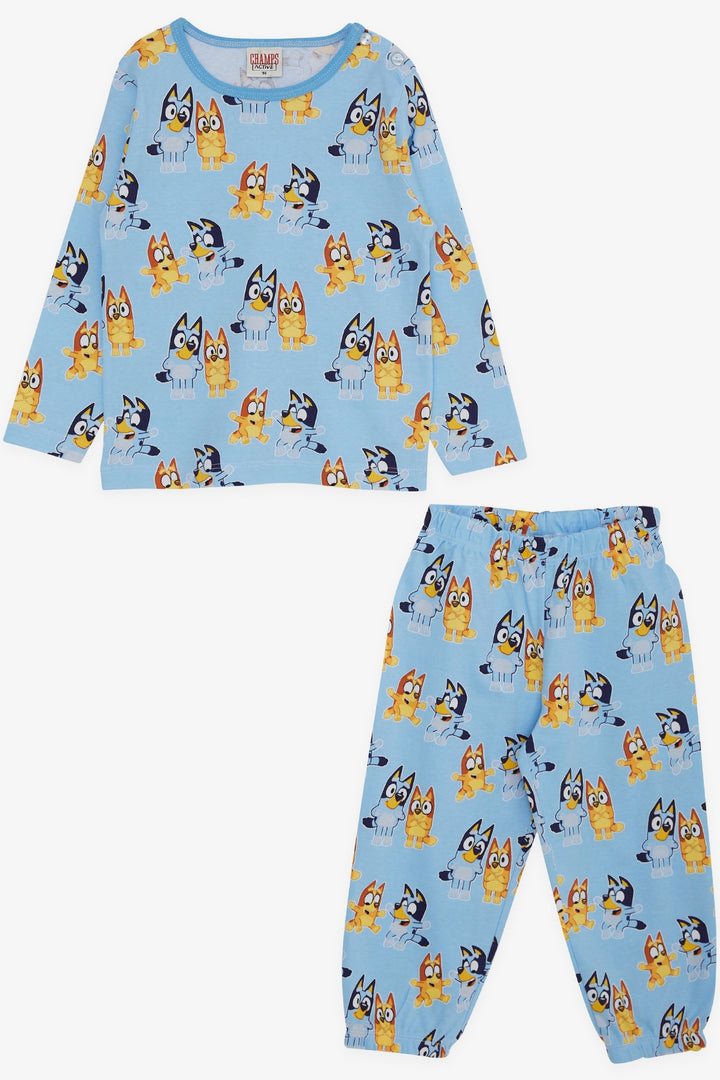 BRE Champs Active Baby Boy Pajama Set Happy Little Dogs Patterned 9 Months-3 Years, Light Blue - East Honolulu