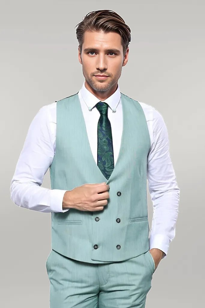 WSS Checked Light Green Vested Suit  - Singen