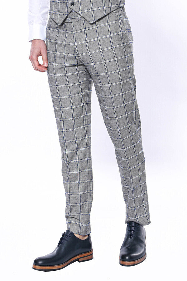 WSS Checked Light Grey Men Pants  - Singen