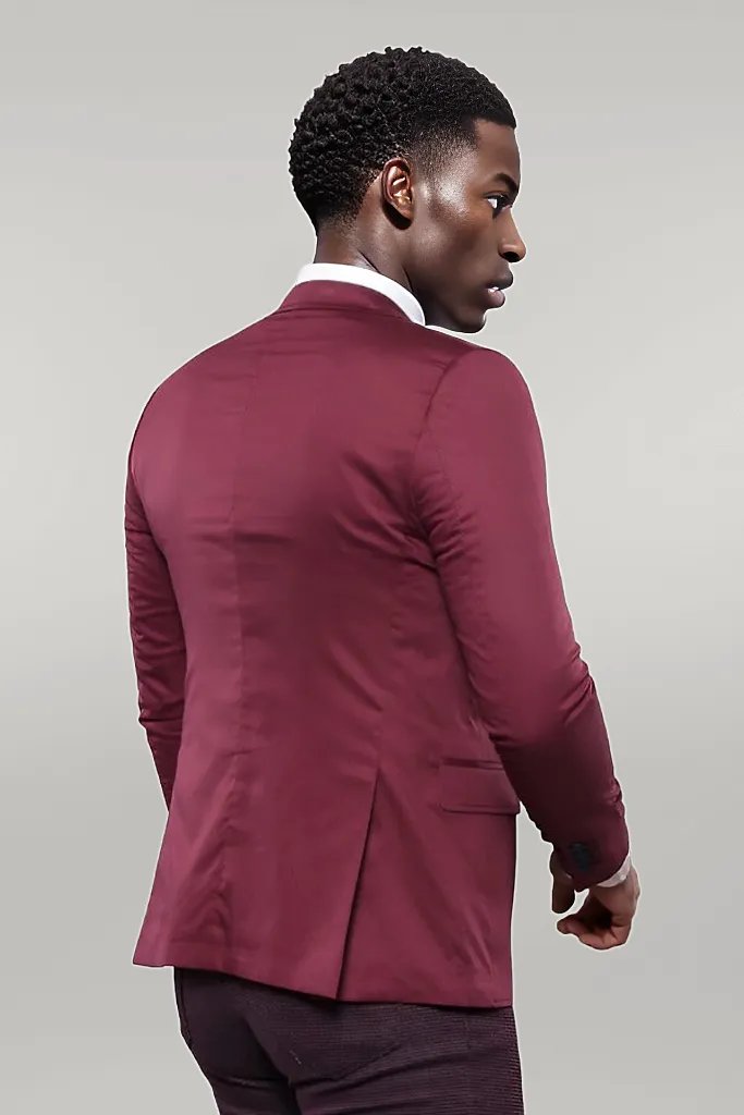 WSS Chest Modeled Slim Fit Burgundy Jacket  - Singen