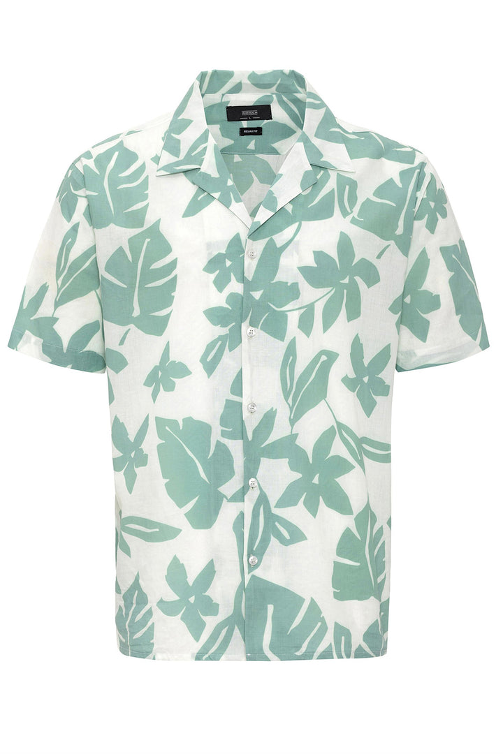 ANT Floral Patterned Top Collar Men's Shirt - Troy