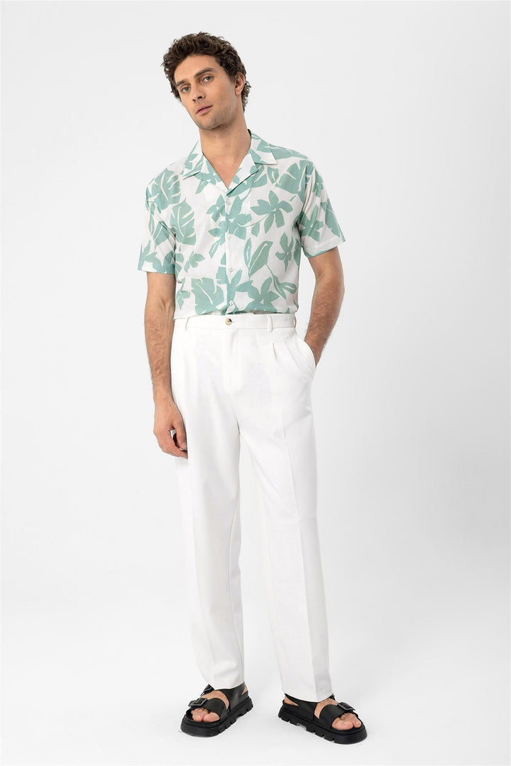 ANT Floral Patterned Top Collar Men's Shirt - Troy