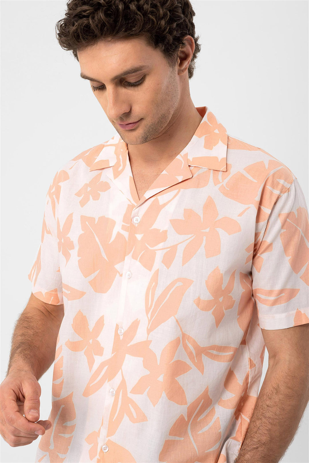 ANT Floral Patterned Top Collar Men's Shirt - Roseville