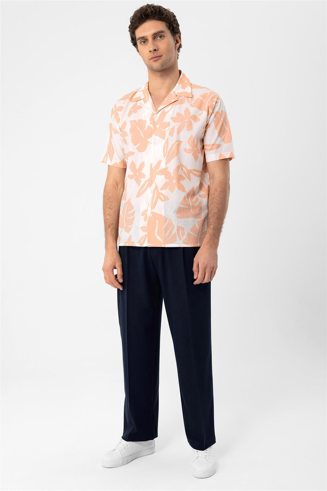 ANT Floral Patterned Top Collar Men's Shirt - Roseville