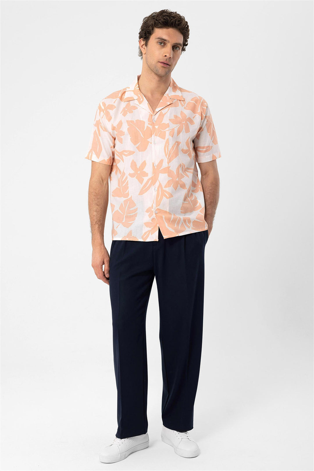 ANT Floral Patterned Top Collar Men's Shirt - Roseville