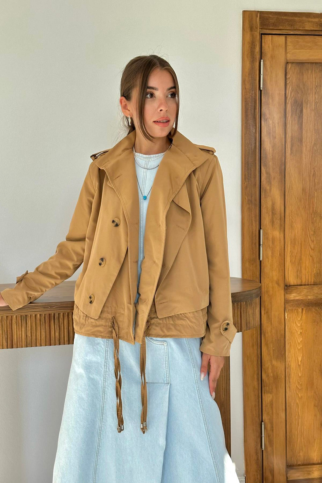 ELS Double Layer Short Jacket - Camel - Cholula de Rivadabia