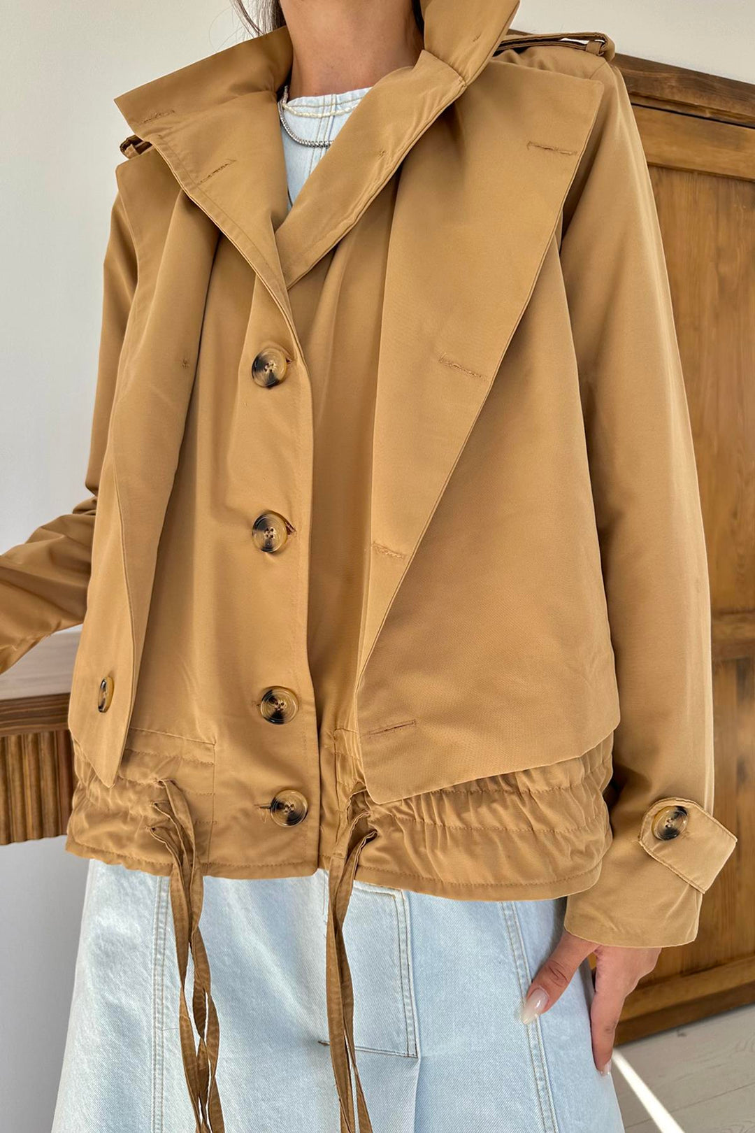 ELS Double Layer Short Jacket - Camel - Cholula de Rivadabia