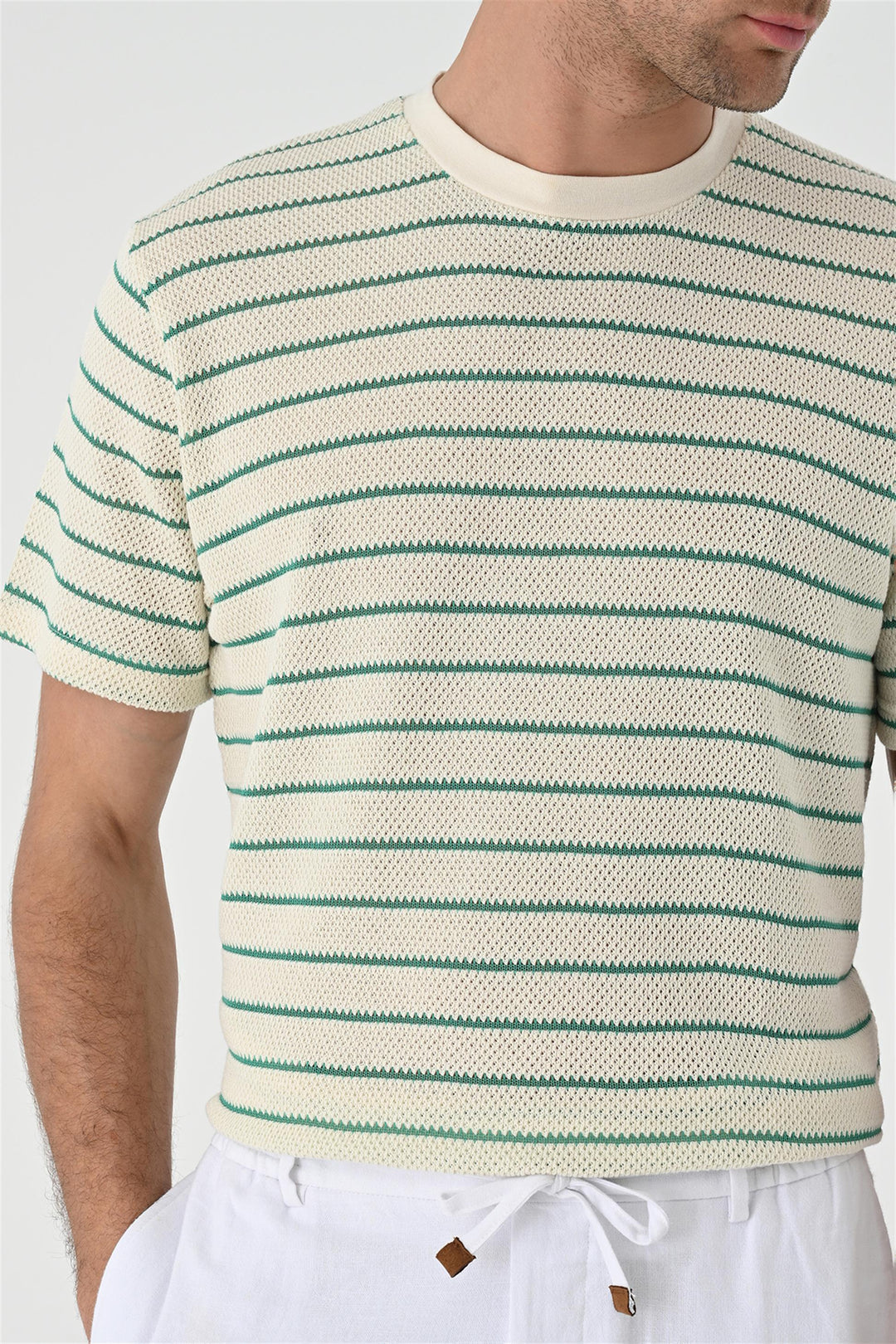 ANT Striped Knitted Men's T-Shirt - Woodland