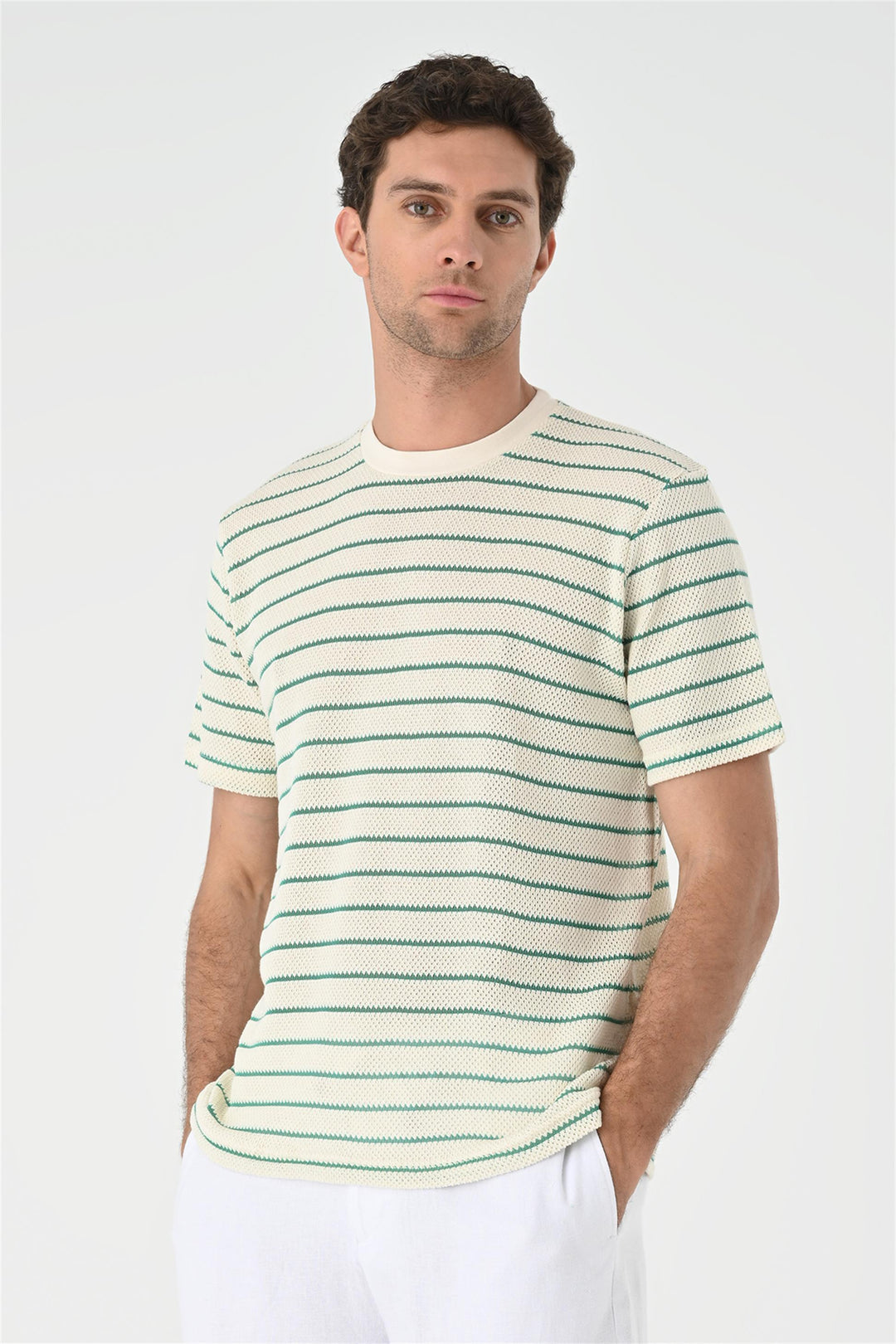 ANT Striped Knitted Men's T-Shirt - Woodland