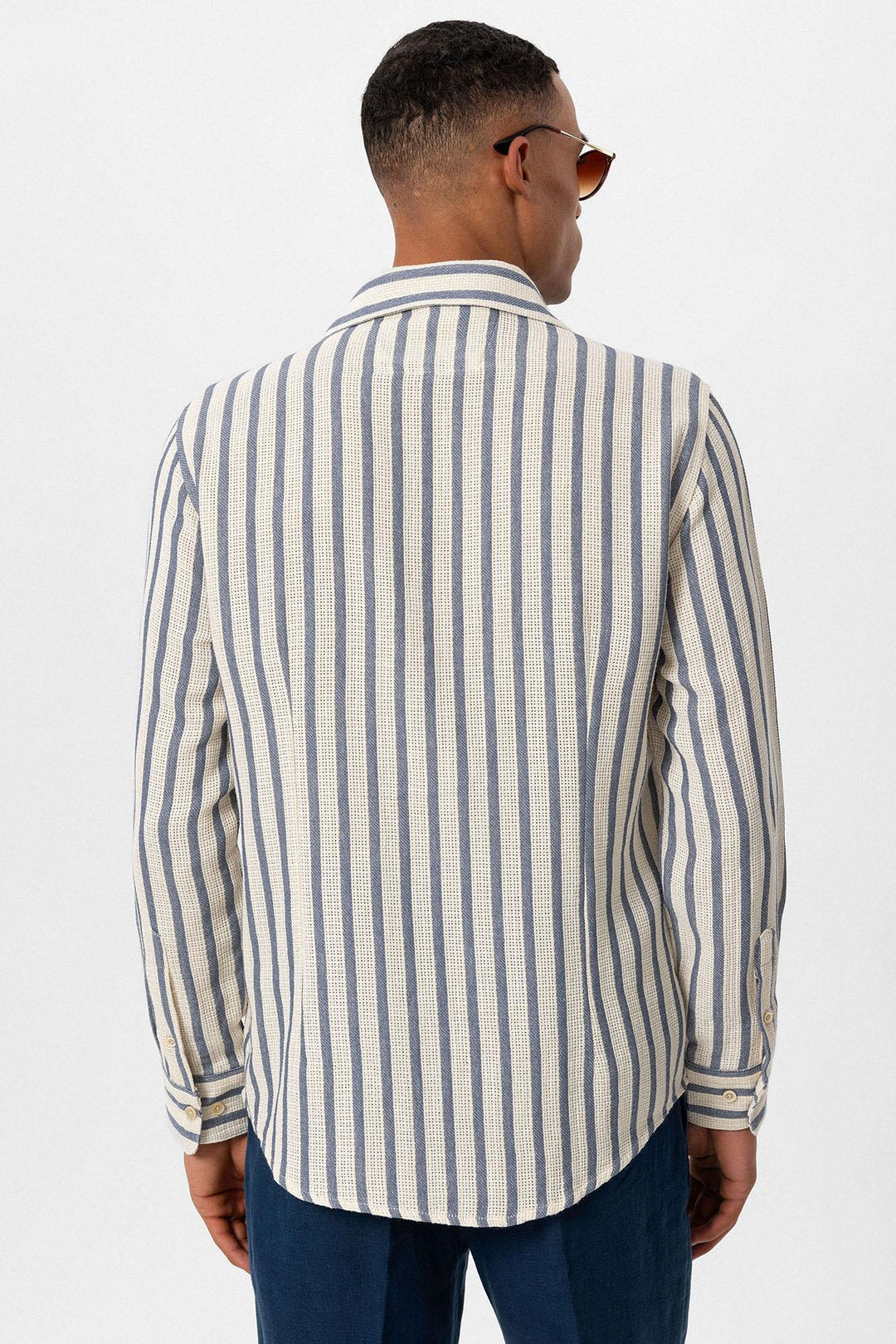 ANT Striped Knitted Long Sleeve Men's Shirt - Cherry Hill