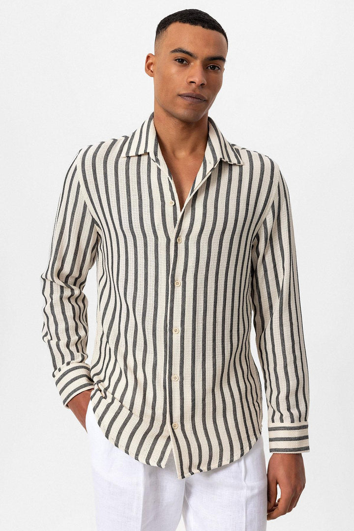 ANT Striped Knitted Long Sleeve Men's Shirt - Ávila