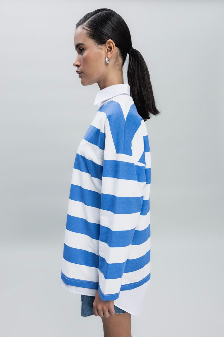 BSL Women Striped Oversize Basic Sweatshirt - Woodbury