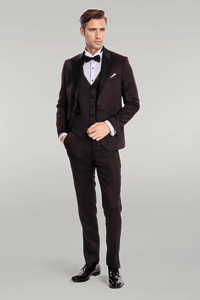 WSS Claret Red and Black Tuxedo for Men  - Singen