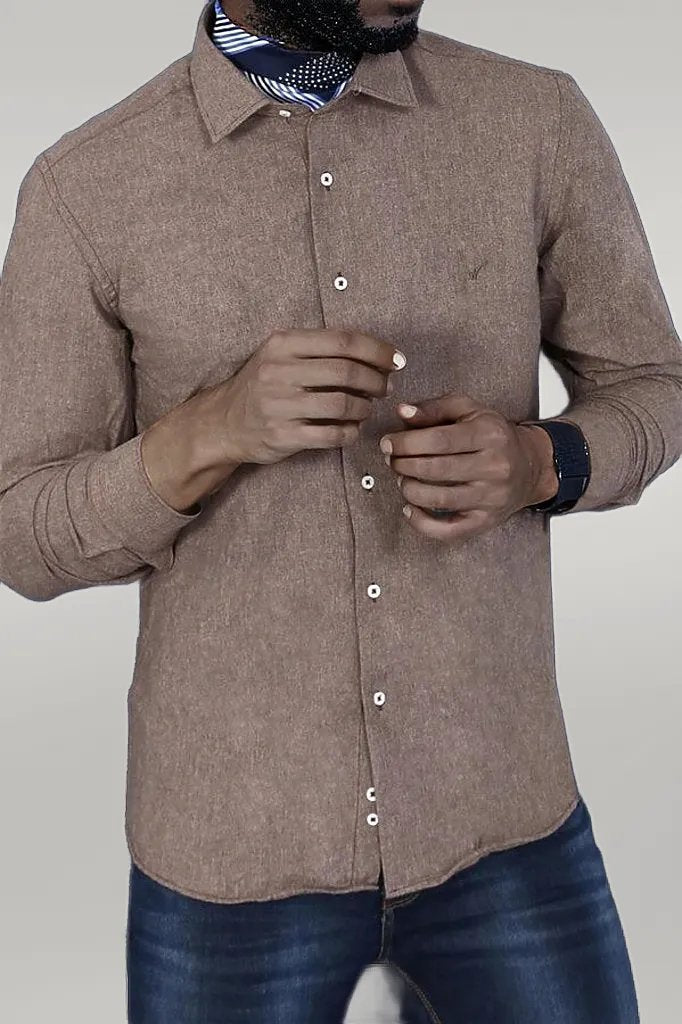 WSS Patterned Wool Dark Brown Shirt  - Völklingen