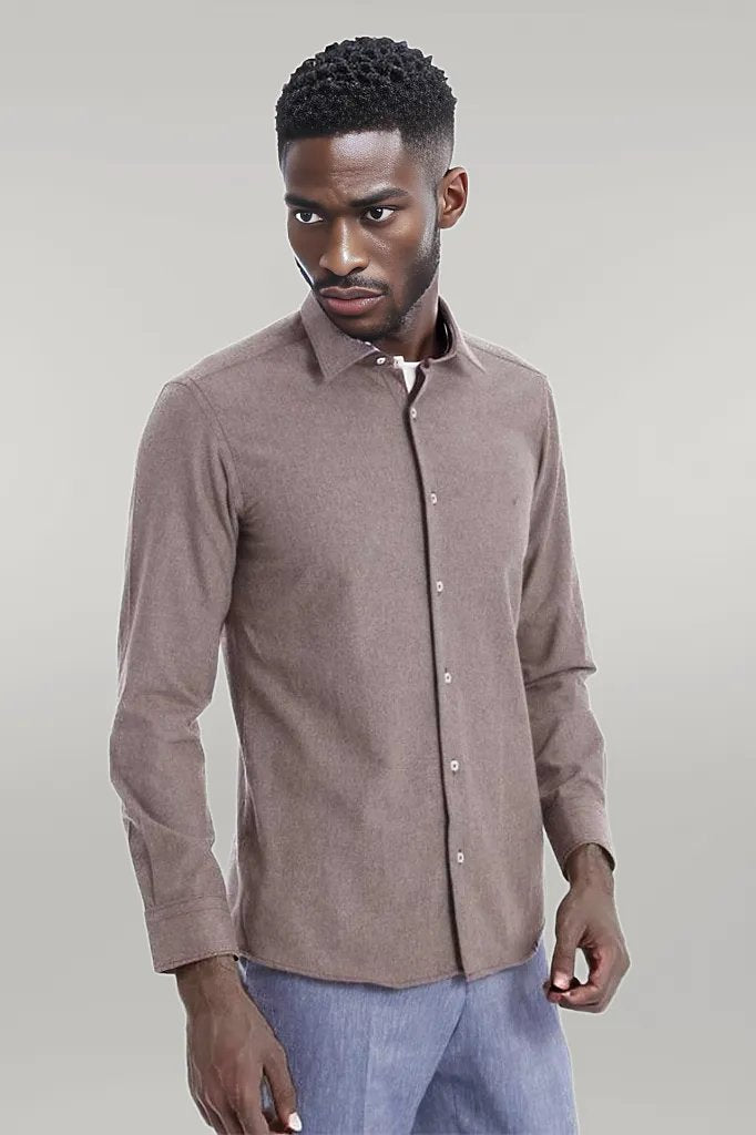 WSS Patterned Wool Dark Brown Shirt  - Völklingen